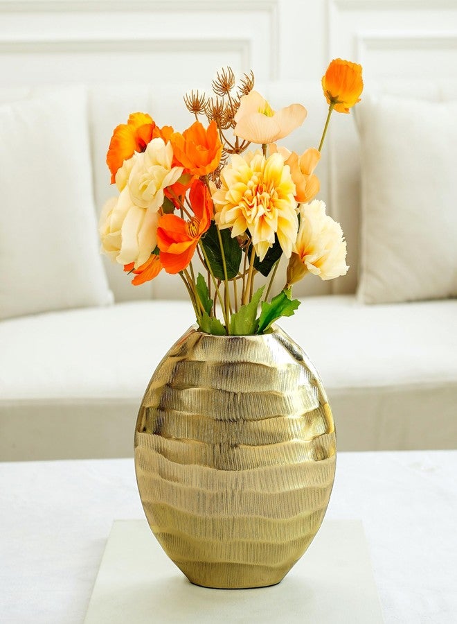 Behoma Golden Waves Aluminium Antirust Flower Vase for Home Decor Living Room, Office, Wedding | Table Decorative Item for Festivals Birthday | Golden Vase 1Pcs (Flower not Included) - Image 1